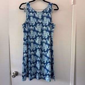 Lilly Pulitzer Blue Sleeveless Dress with Tiger Print